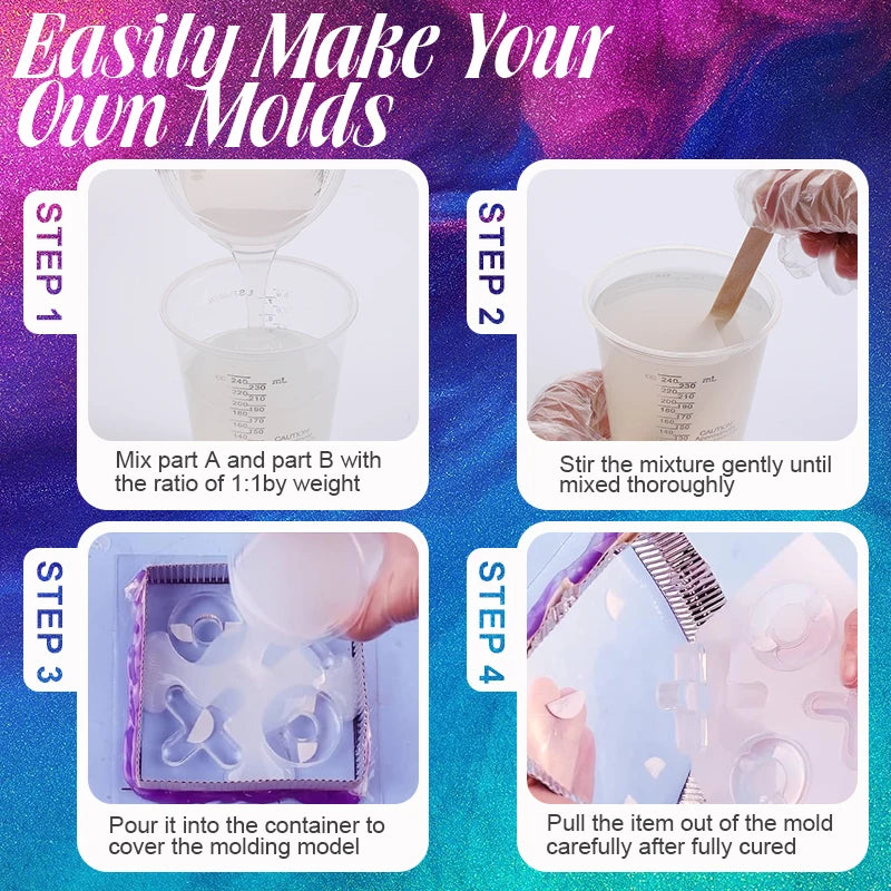 Silicone Mold Making Trial Kit Fast Cure Mold Making Silicone Rubber Platinum Cured Molding Silicone for Casting Resin Molds